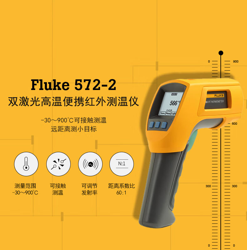 Fluke 572-2 高溫紅外測溫儀-30℃-900℃