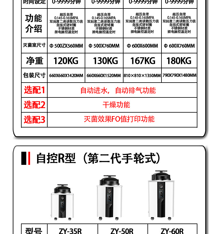 新豐/中友實驗室高溫高壓蒸汽滅菌器/滅菌鍋選型表